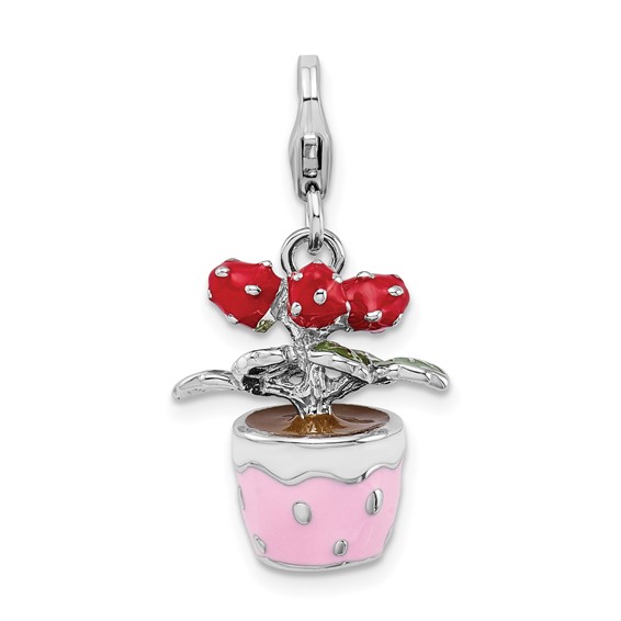 LZD Enamel Flower Evil Eye Necklace – Stainless Steel Chain, 17.7″, Lobster Clasp