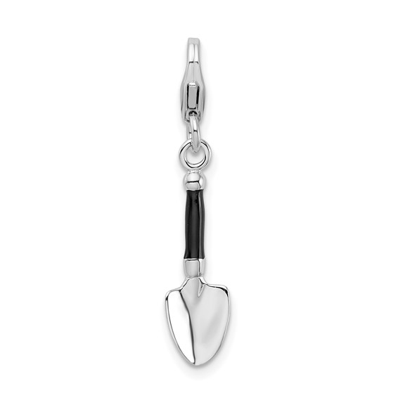 Sterling Silver 3-D Enameled Garden Trowel with Lobster Clasp Charm
