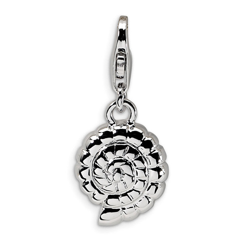 Sterling Silver Shell Charm with Lobster Clasp