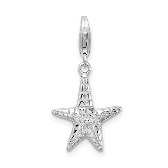 Sterling Silver 1/2in Starfish Charm with Lobster Clasp