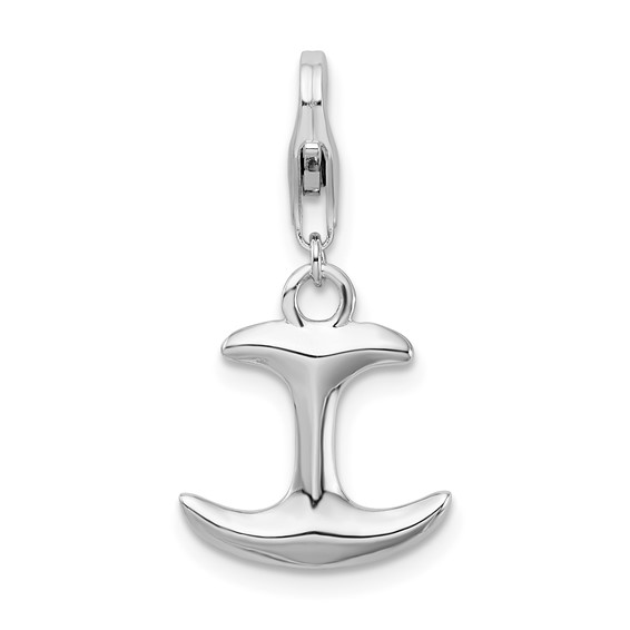 Sterling Silver 3-D Polished Anchor Charm with Lobster Clasp