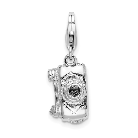Sterling Silver 3-D Movable Camera with Lobster Clasp Charm