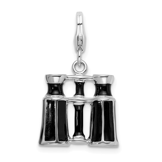 Sterling Silver Enamel Swarovski Crystal Binoculars Charm