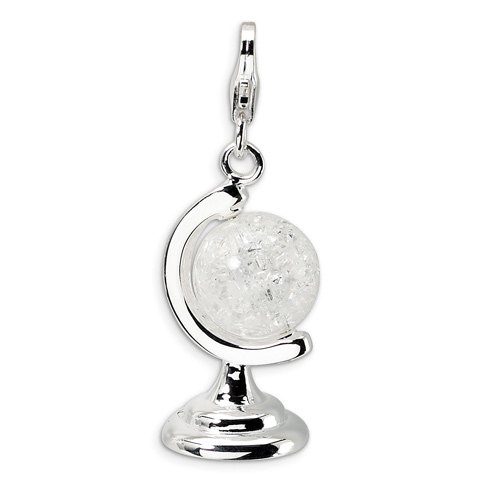 Sterling Silver 3-D Cracked Crystal Globe Charm