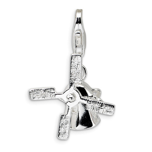 Sterling Silver 3-D Moveable Windmill with Lobster Clasp Charm