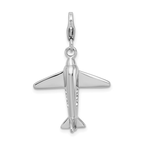 Sterling Silver 3-D Swarovski Crystal Airplane Charm