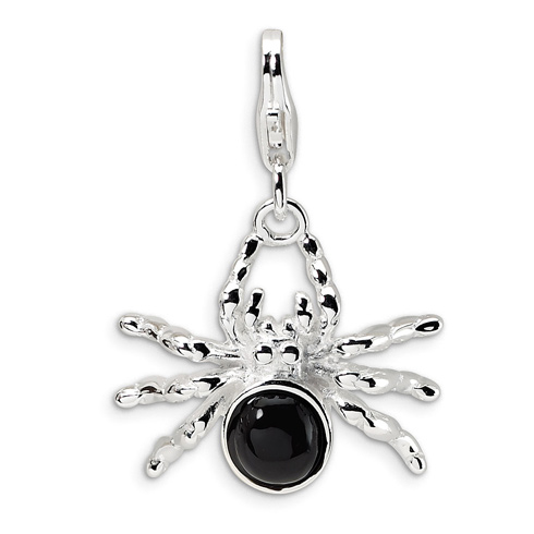Sterling Silver 3-D Enameled Spider Charm