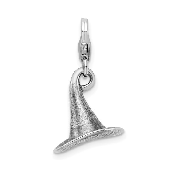 Sterling Silver 3-D Antiqued Witch's Hat Charm