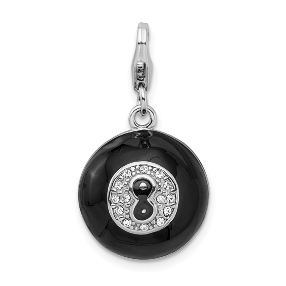 Sterling Silver 3-D Swarovski Crystal 8 Ball Charm