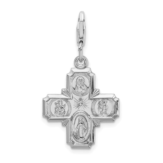 Sterling Silver 4 Way Medal Charm with Lobster Clasp