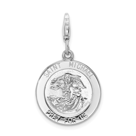 Sterling Silver St Michael Medal with Lobster Clasp Charm