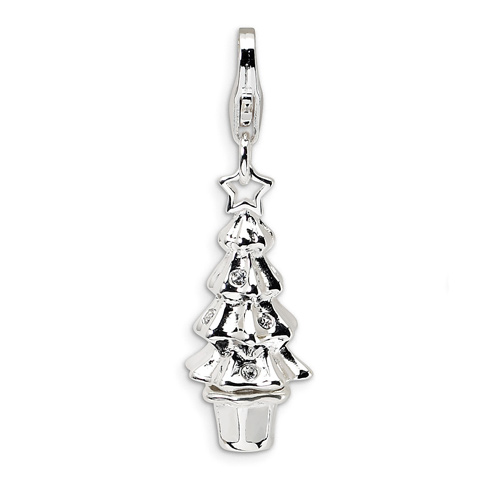 Sterling Silver Swarovski Crystal Christmas Tree Charm