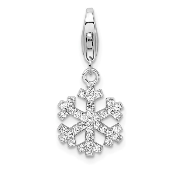 Sterling Silver CZ Snowflake Charm with Lobster Clasp
