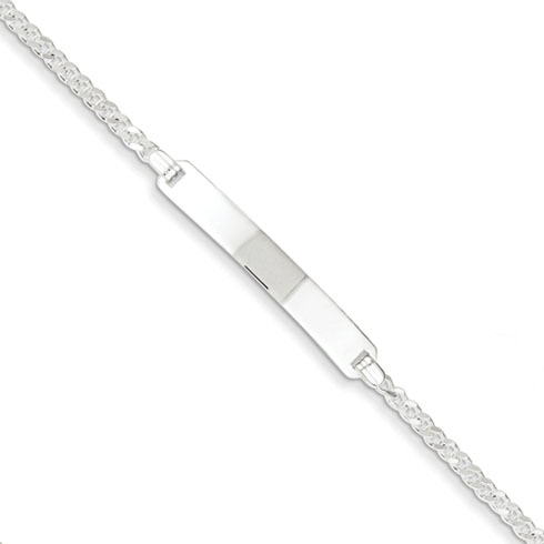 Sterling Silver 7in Slender Curb Link ID Bracelet