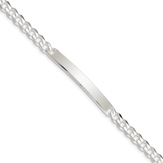 Sterling Silver 8in x 5mm Italian Curb Link ID Bracelet