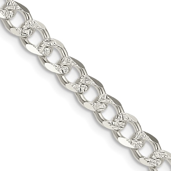 7in Pavé Curb Chain 5.5mm - Sterling Silver