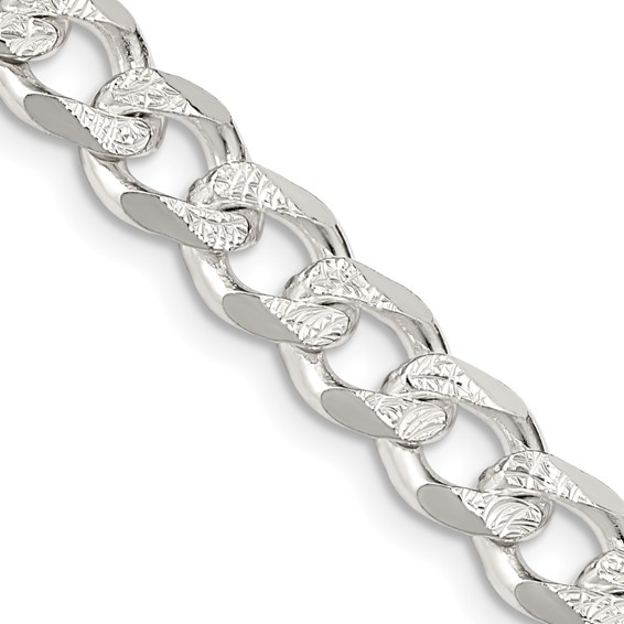 24in Sterling Silver 7.5mm Pavé Curb Chain