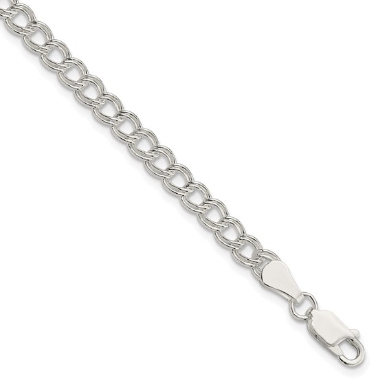 Sterling Silver 8in Double Link Charm Bracelet