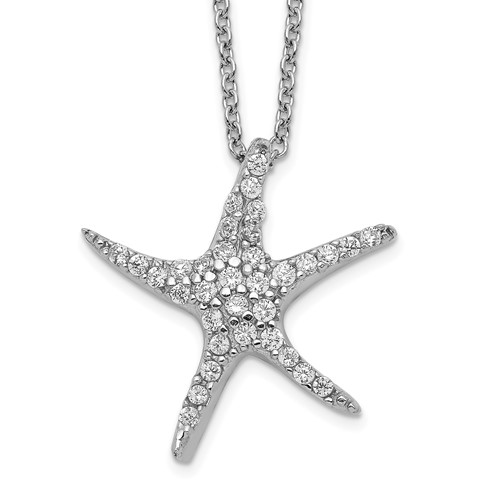 Sterling Silver CZ Starfish Necklace