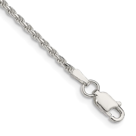 Sterling Silver 7in Rope Bracelet 1.75mm