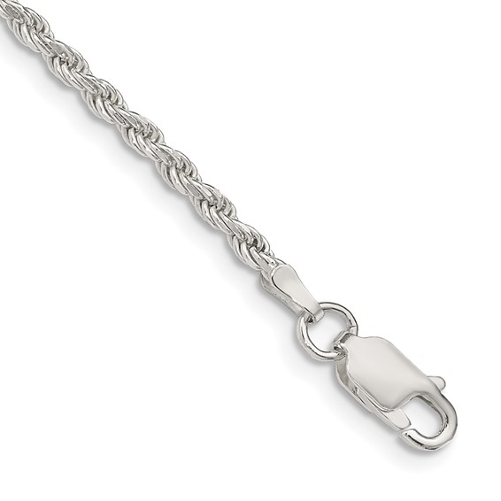 Sterling Silver 9in Rope Chain Anklet 2.25mm QDC0509 Joy Jewelers