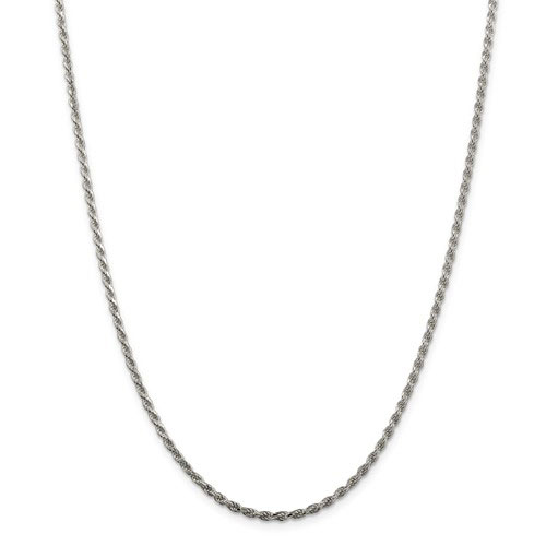 Sterling Silver 16in Rope Chain 2.25mm