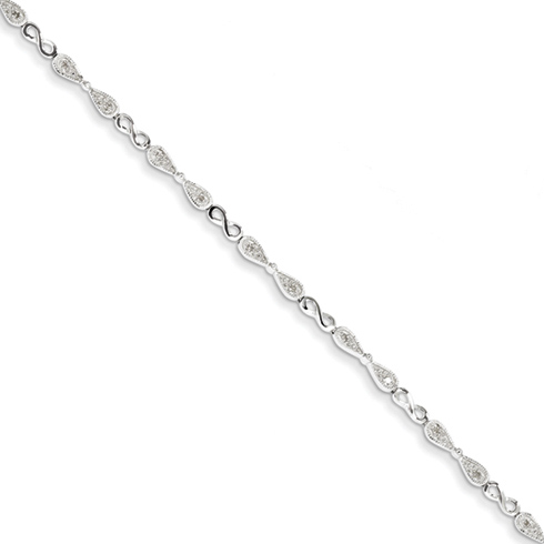 7in Sterling Silver 1/10 ct Diamond Infinity Bracelet