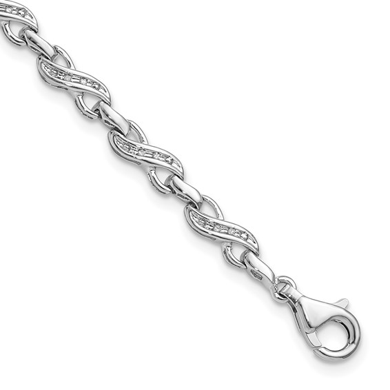 7in Sterling Silver 1/10 ct Diamond Infinity Symbol Bracelet