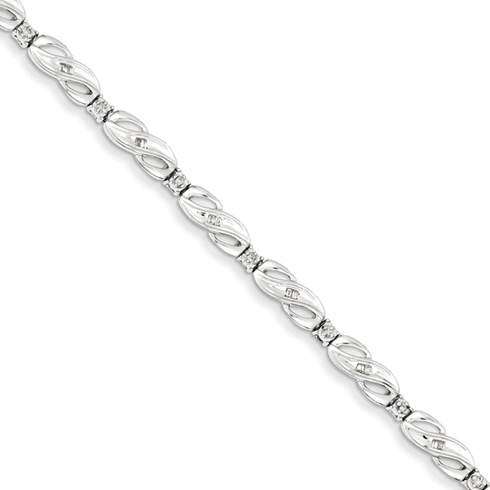 7in Sterling Silver 1/4 ct Diamond Infinity Bracelet