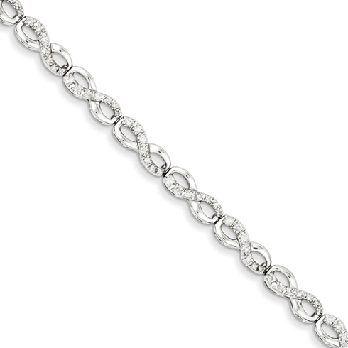 7in Sterling Silver 1 ct Diamond Infinity Bracelet