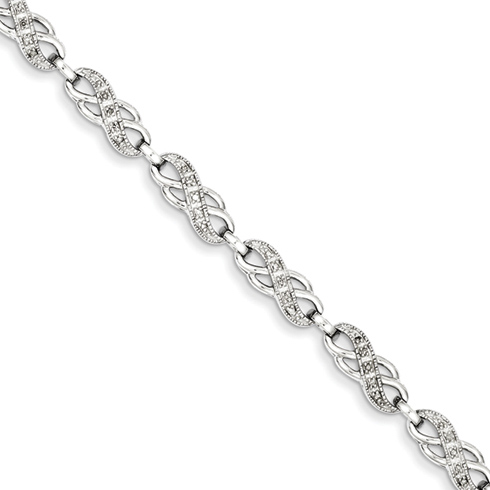 7in Sterling Silver Infinity 1/4 ct Diamond Bracelet