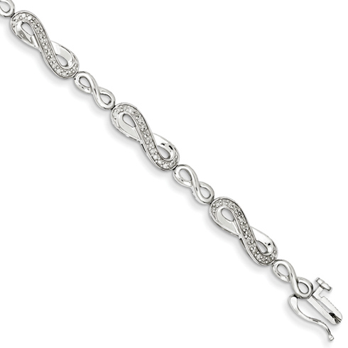 7in Sterling Silver 1/2 ct Diamond Infinity Bracelet