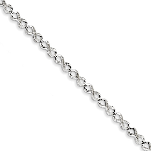 7in Sterling Silver 1/4 ct Diamond Bracelet with Infinity Links