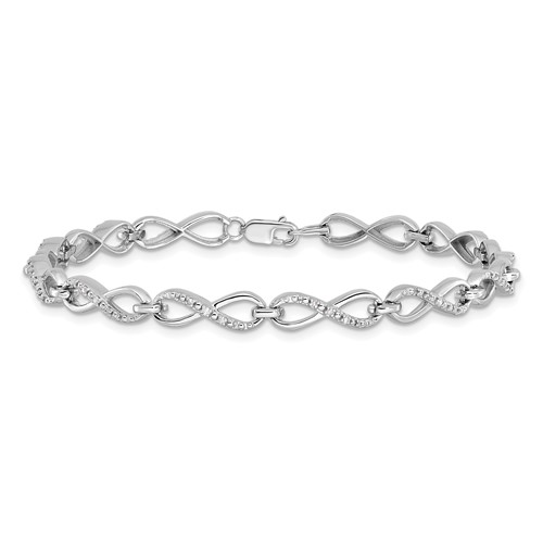 Sterling Silver 1/6 ct Diamond Infinity Link Bracelet 7in