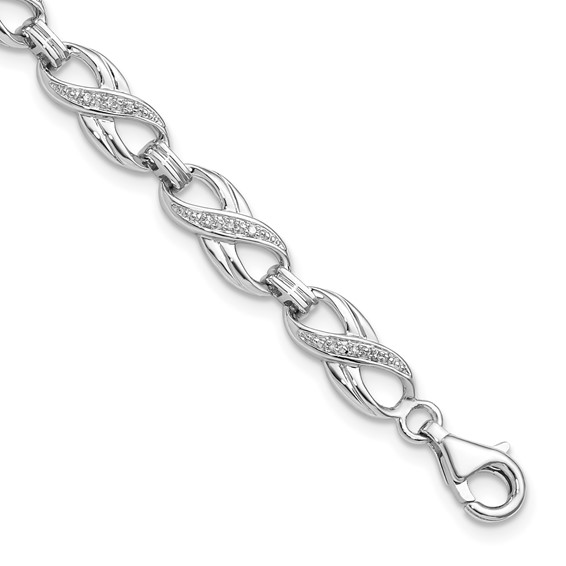 7in Sterling Silver 1/10 ct Diamond Bracelet with Infinity Links
