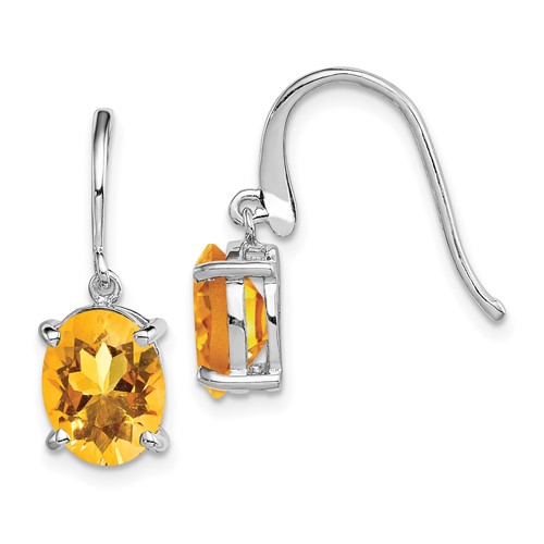 Sterling Silver 2.9 ct tw Oval Citrine Dangle Earrings With French Wire