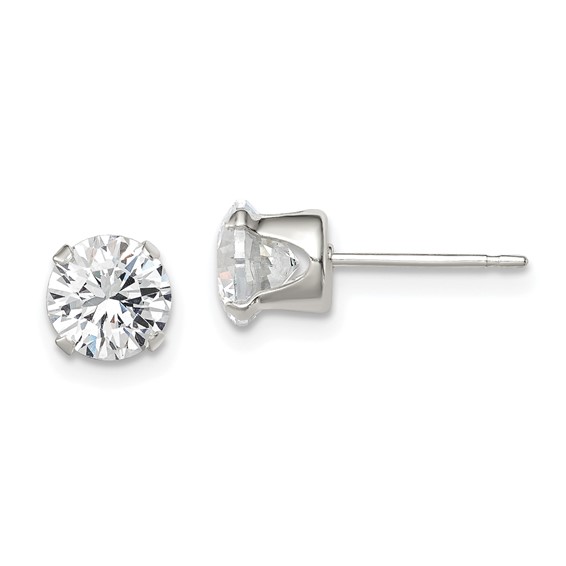 Sterling Silver 6.0mm Cubic Zirconia Stud Earrings