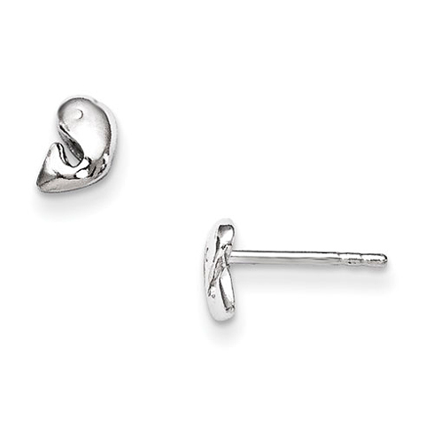 Rhodium-plated Sterling Silver Child's Polished Dolphin Post Earrings