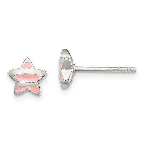 Sterling Silver Children's Enameled Star Post Earrings