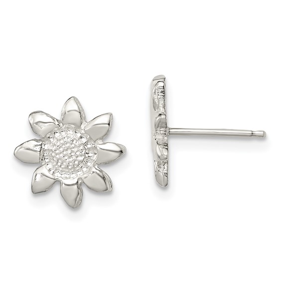 Sterling Silver Polished Sunflower Mini Earrings