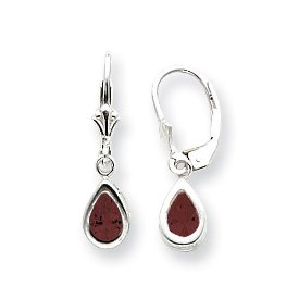 7x5mm Pear Garnet Earrings - Sterling Silver