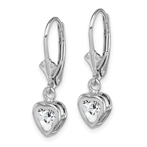 Sterling Silver 5mm Heart CZ Leverback Earrings
