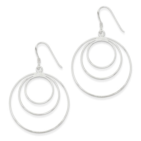 Sterling Silver Triple Circle Dangle Earrings