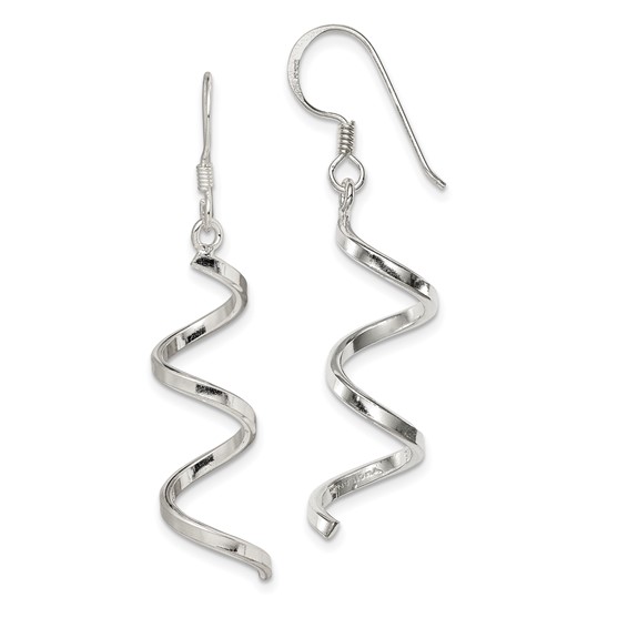 Sterling Silver Fancy Spiral French Wire Earrings