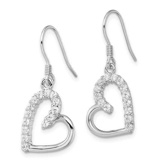 Sterling Silver CZ Heart Earrings with French Wire