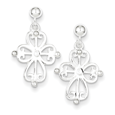 Sterling Silver 3/4in Cross Post Earrings