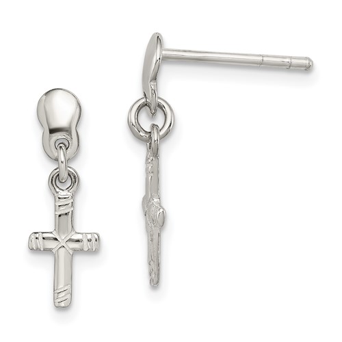 Sterling Silver Petite Dangle Cross Earrings