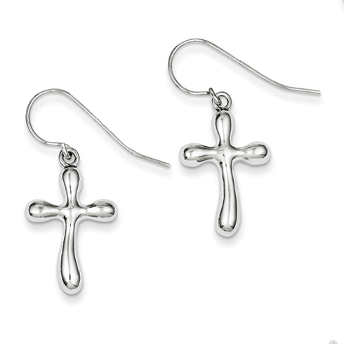 Sterling Silver Freeform Cross Earrings with French Wire