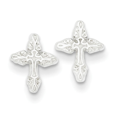 Mini Cross Earrings - Sterling Silver