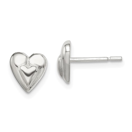 Sterling Silver Mini Stud Heart Earrings